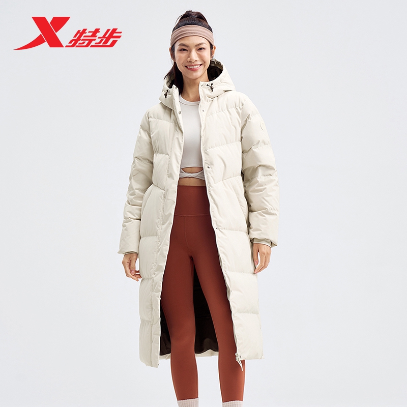 特步2024冬季新款运动休闲羽绒服