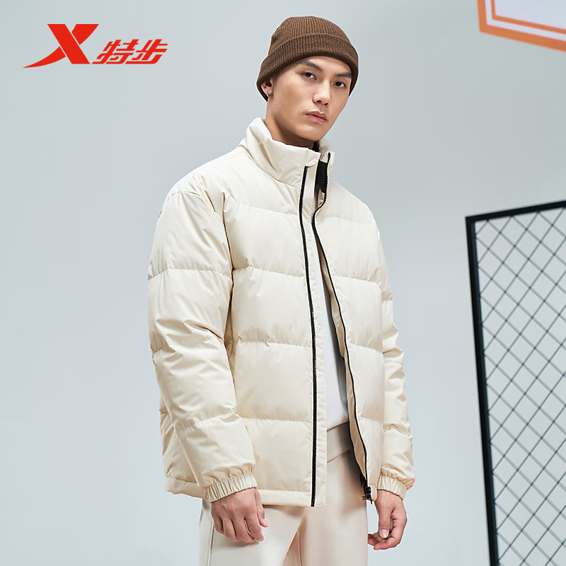 特步羽绒服男款冬季新款保暖运动加绒上衣加厚男装976429190088