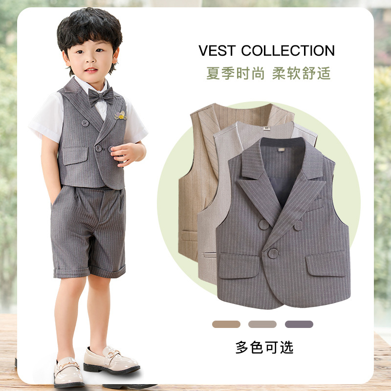 儿童西装马甲男童钢琴黑色马甲夏
