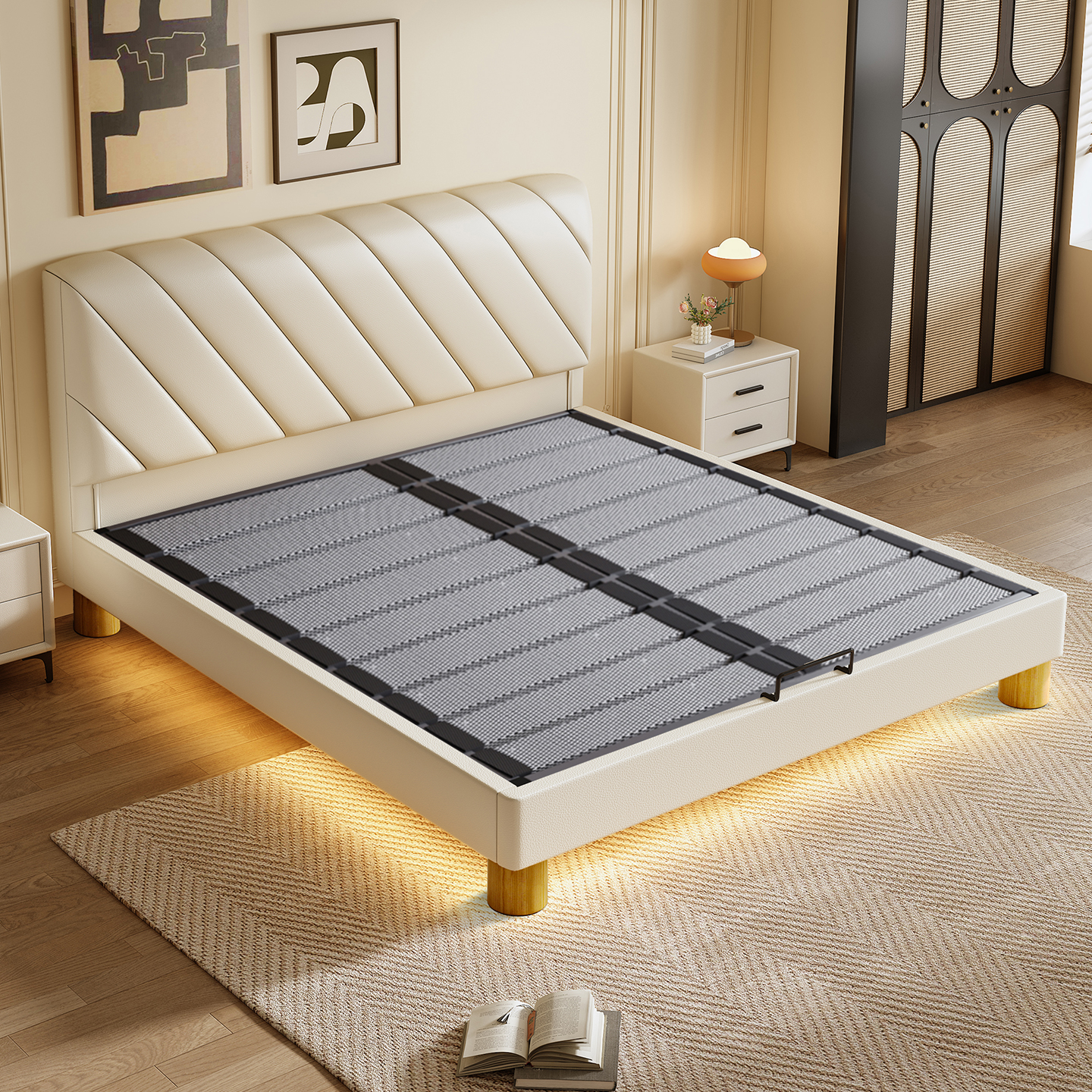 【纯实木打造】薄床头钢木静音床