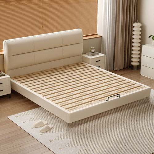 小户型实木薄床头静音双人悬浮床