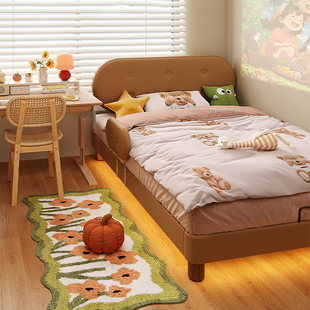 饼干实木儿童床男孩卧室床1.2米单人床小户型防护栏女孩公主床