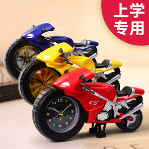 摩托车小闹钟儿童男孩2023新款智能网红学生专用静音卡通桌面钟表
