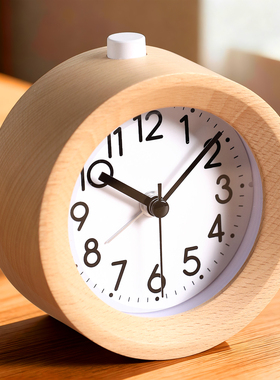 实木质静音小台钟卧室台式闹钟新款专用起床头老人桌面时钟表简单