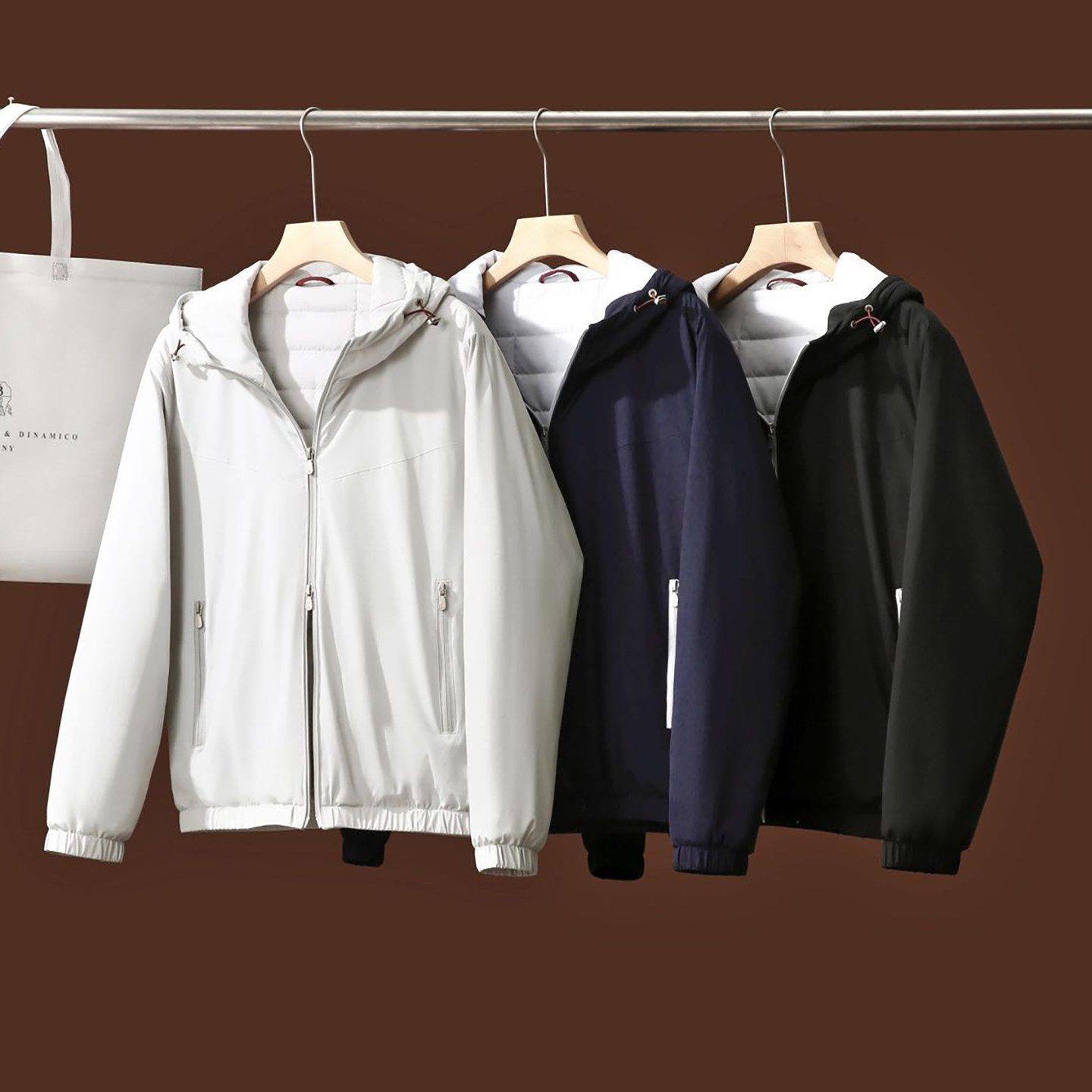 意式秋冬老钱风绵羊毛桑蚕丝填充男运动休闲连帽拉链夹克棉服外套,男装,棉衣,淘宝优惠券,粉丝福利购,淘宝优惠卷