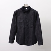 天丝面料美式 休闲工装 风长袖 棉 牛仔衬衫 男翻领宽松百搭衬衣外套