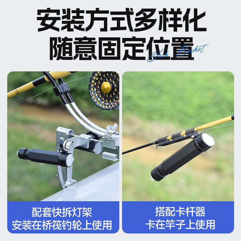 新款桥筏灯夜钓竿稍灯充电筏钓灯B杆梢钓鱼蓝光灯筏钓灯桥阀桥钓