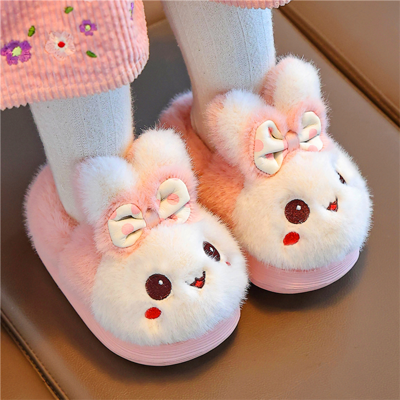 居家室内儿童棉拖鞋女防滑保暖小孩女宝宝毛拖卡通女孩包跟棉鞋冬
