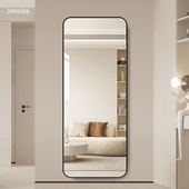 轻奢全身镜壁挂式 贴墙玄关镜全身镜家用全身镜卧室金边框落地镜子