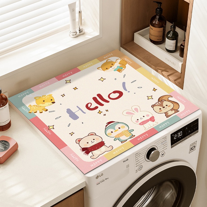 卡通洗衣机皮革垫微波炉冰箱防尘罩防水防晒遮盖布床头柜台面垫子