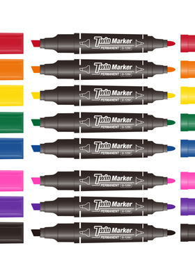 GEE功意彩色大双头防水记号笔G-1250油性工业标记打点笔快干箱头笔大小头涂画笔Twin marker防水2-5MM低气味