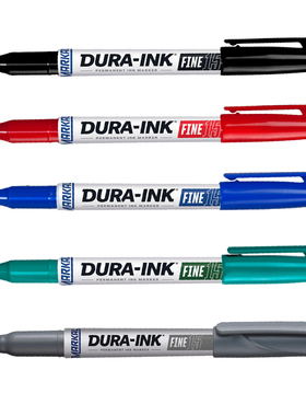 美国MARKAL DURA-INK银白色工业打点笔黑色产品表面标记 低氯线缆光纤电子元器件塑料金属轮胎记号笔1mm环保