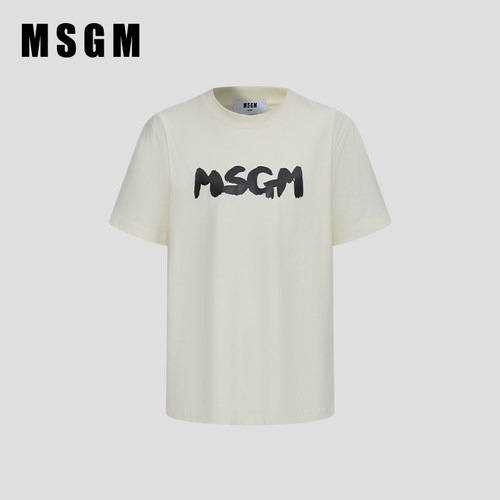 MSGM短袖T恤白色上衣男士纯棉