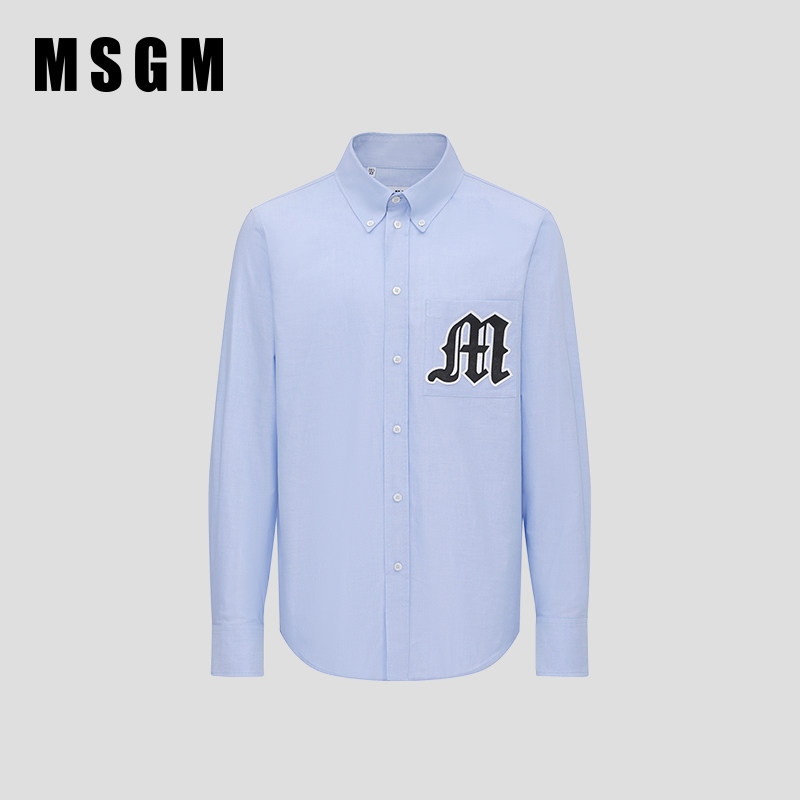 【明星同款】MSGM男士字母印花长袖衬衫