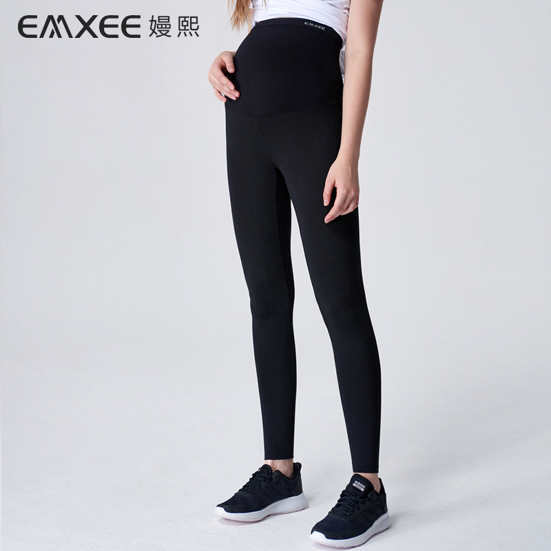 嫚熙孕妇裤子秋季外穿潮妈冬装加绒加厚春秋时尚托腹款长裤打底裤