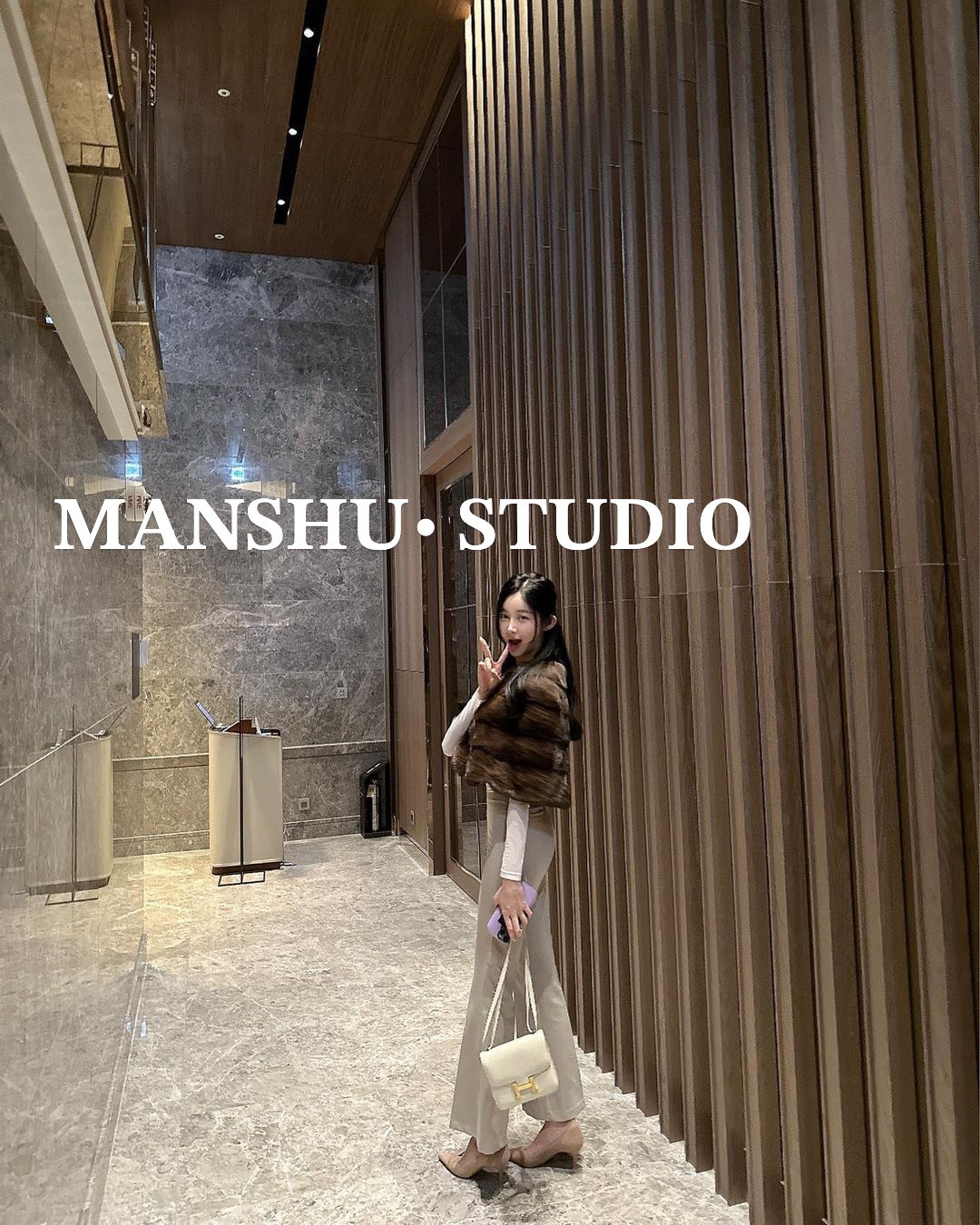 Manshu自制订单 韩国紫貂皮草斗篷披肩平替环保