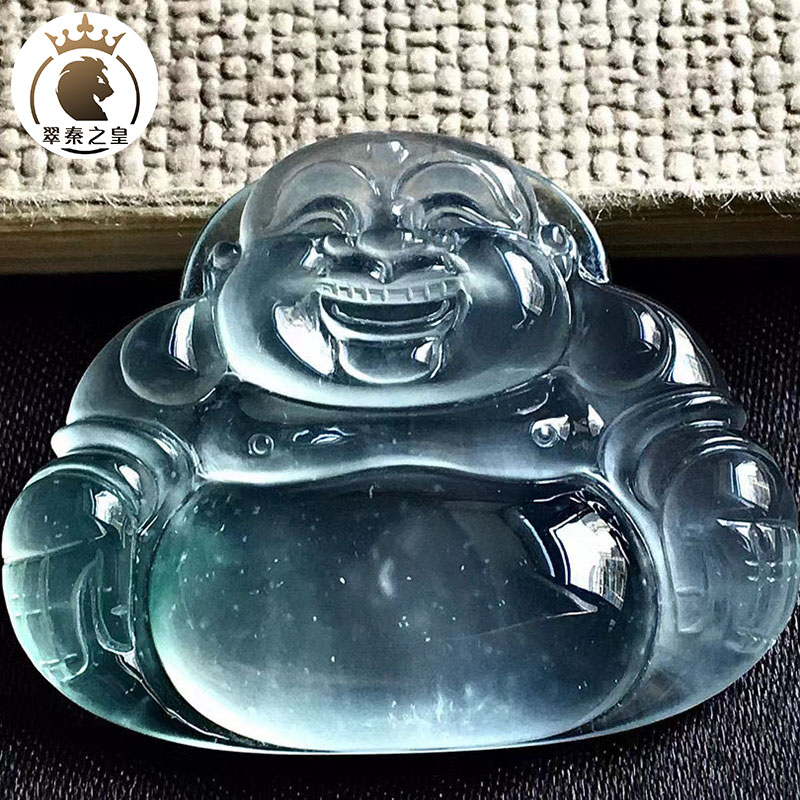 翠秦之皇高冰坐佛吊坠 飘花灵动 缅甸玉石天然翡翠a货 冰透细腻