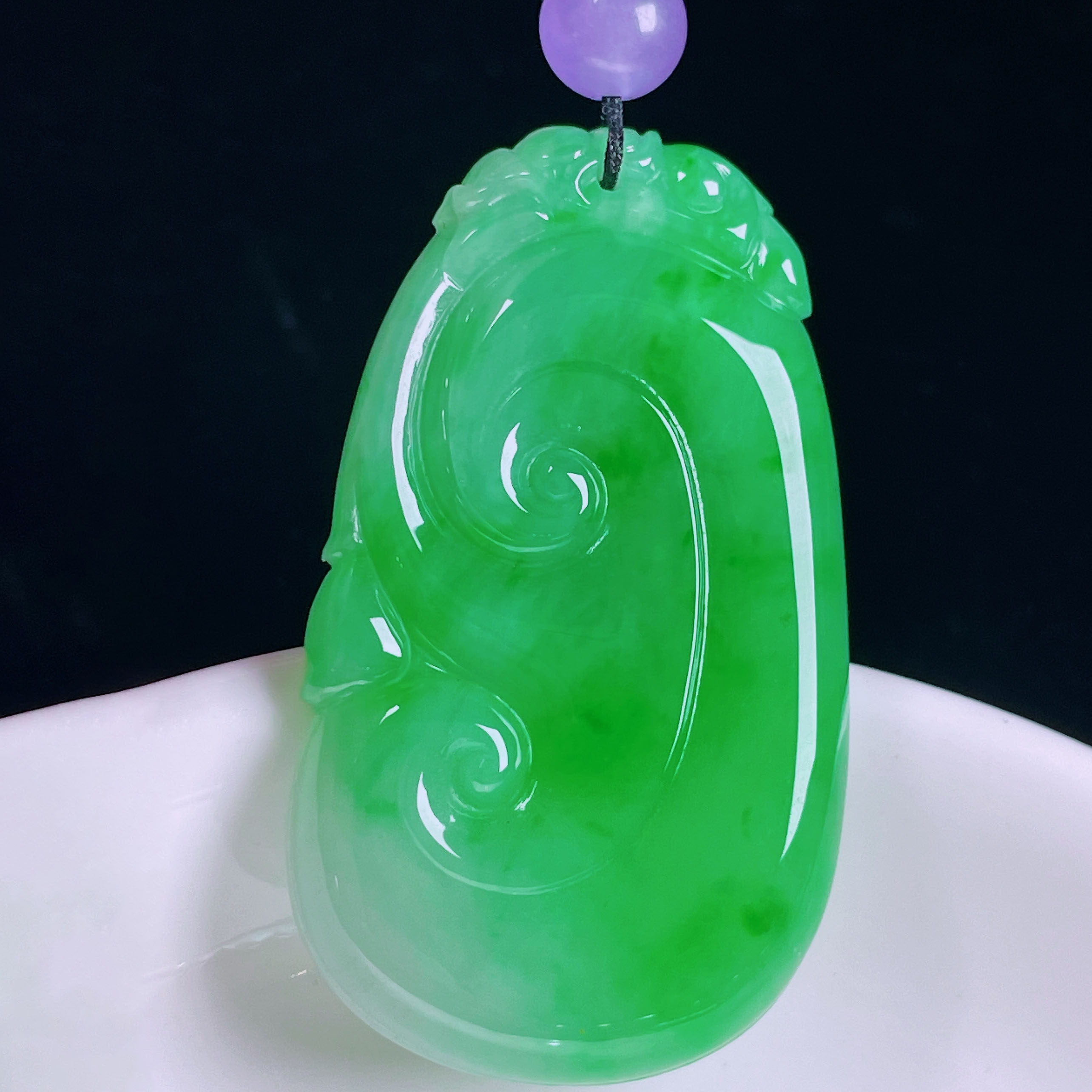 翠秦之皇冰飘绿如意吊坠 玉石老坑种天然翡翠A货高档礼物收藏正品