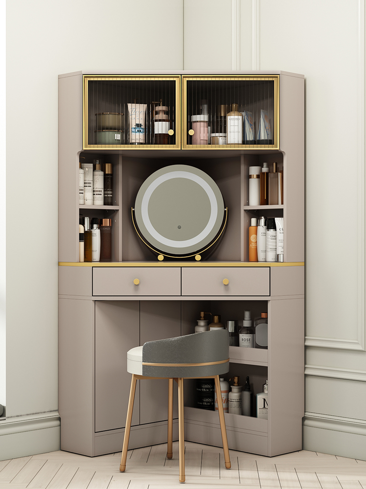 现代简约角梳妆台卧室主卧室化妆台小公寓50cm70角梳妆台存储