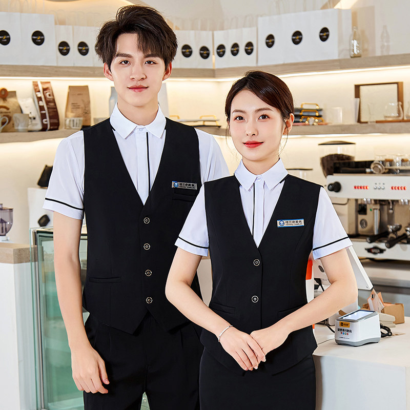 酒店工作服夏装女短袖宾馆前台服务员马甲收银咖啡厅超市KTV制服