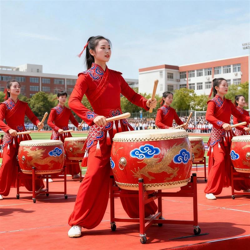 韩式演出打鼓服装腰鼓国潮成人手鼓2025古典舞喜庆新款舞龙锣鼓大