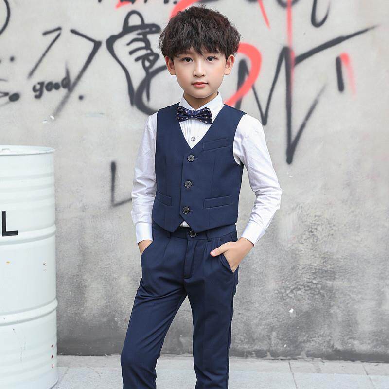 韩式儿童马甲夹西装表演大童主持人演出服男童礼服马男孩套装花童
