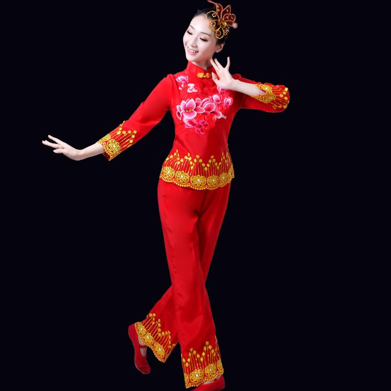 韩式扇子舞服新款套装女服装广场腰鼓演出服秧歌舞成人舞蹈服表演