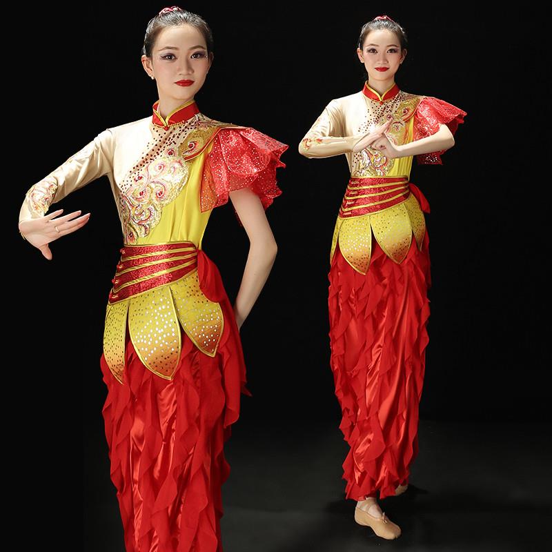 韩式秧歌服演出服舞蹈服装风舞狮舞龙腰鼓队灯笼中国女开场舞打鼓