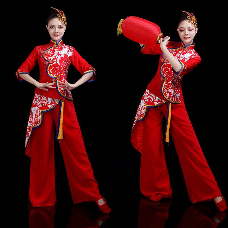 韩式灯笼演出服舞蹈服装女风中国服打鼓新款广场舞腰鼓秧歌套装扇