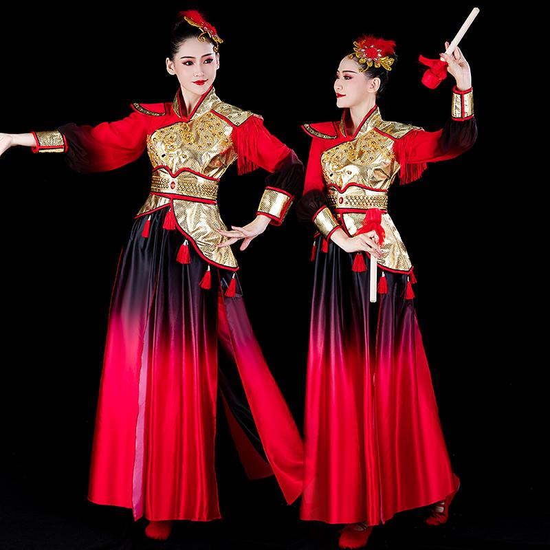 韩式现代服演出服腰鼓中国风舞蹈水威风锣鼓打鼓女鼓舞秧歌服装服