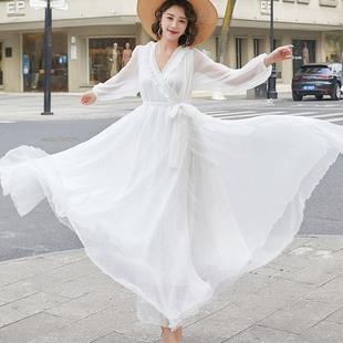 夏 红色沙滩裙女海边度假连衣裙大摆超仙波西米亚长裙沙漠拍照大码