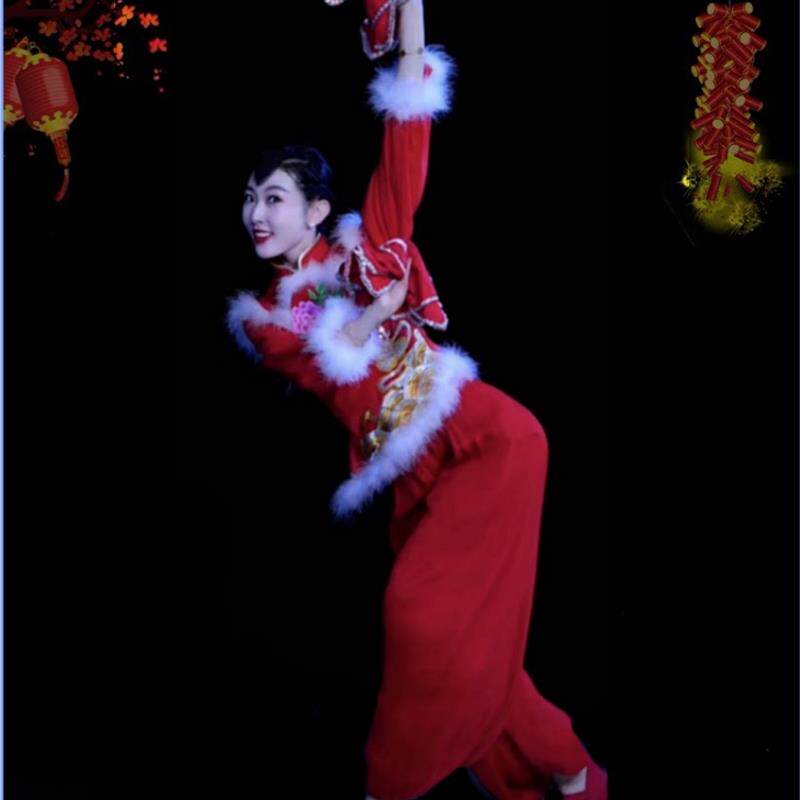 韩式新款女秧歌服大秧歌东北舞蹈服红色喜庆灯笼演出服舞腰鼓队打