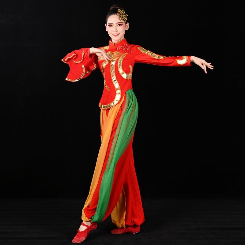 韩式女服演出服装2025年新款舞蹈风喜庆灯笼裤腰鼓舞民族中国套装