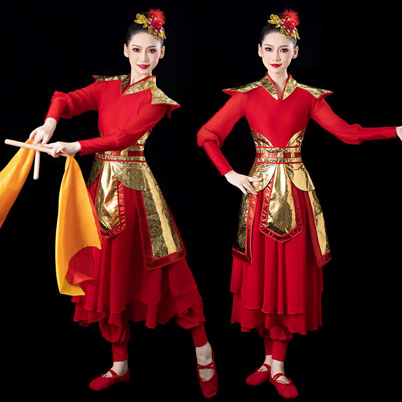 韩式打鼓服演出服女中国风威风锣鼓队秧歌腰鼓服舞蹈水鼓表演套装