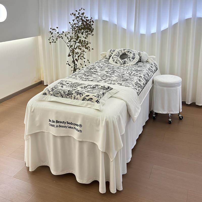 韩式白色美睫床小管理美容床罩四件套美容院床套法式皮肤香风床品