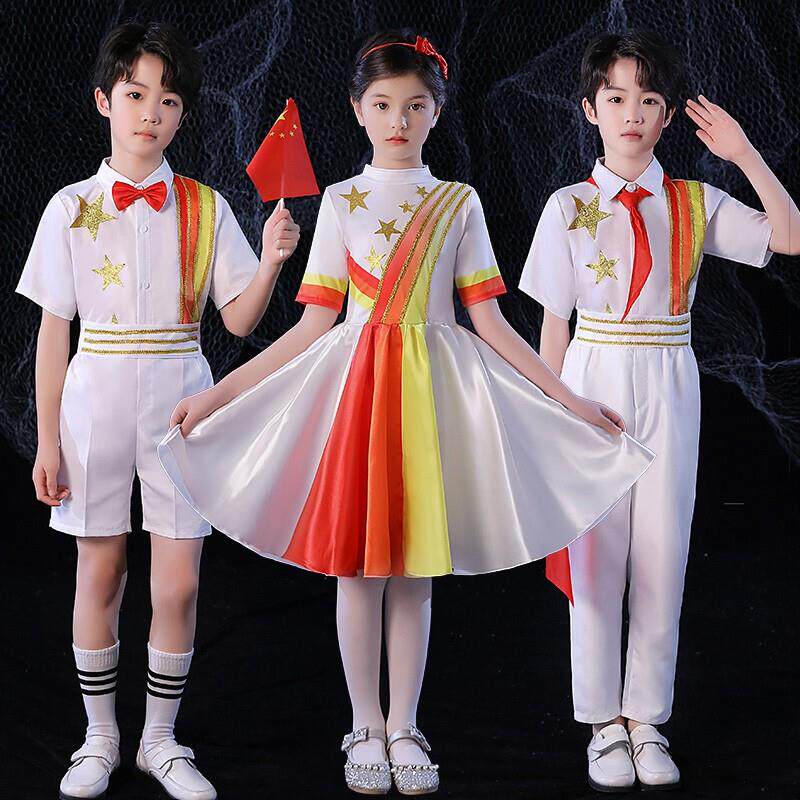 韩式六一服装大合唱演出服舞蹈朗诵学生女童表演儿童红歌少先队员