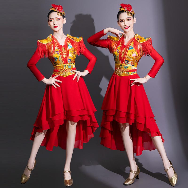 韩式打鼓服舞台女中国风成人服开场舞水鼓演出服现代表演腰鼓服装