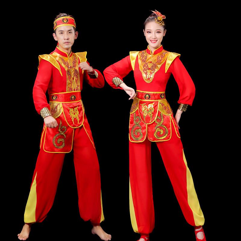 韩式腰鼓队服演出服女新款中国风春夏喜庆大鼓打鼓水鼓开场舞服锣