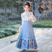 春秋小女孩古风汉服新中式 儿童中国风唐装 2025新款 女童马面裙套装