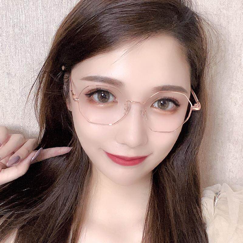 专柜正品防蓝光眼镜女平光网红防辐射护眼多边形女近视眼镜变色韩