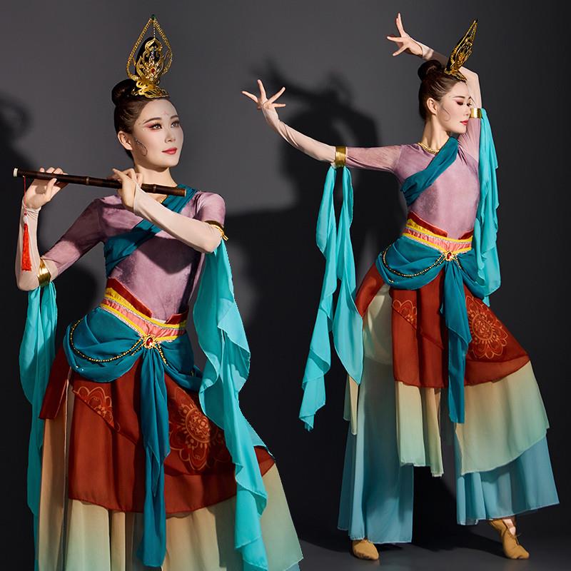 韩式敦煌飞天改良汉服沙漠异域风情古典舞演出服仙气女艺考飘逸舞