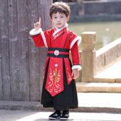 年服喜庆元 男孩加厚古装 旦演出服 儿童过年唐装 汉服男童拜年服冬季
