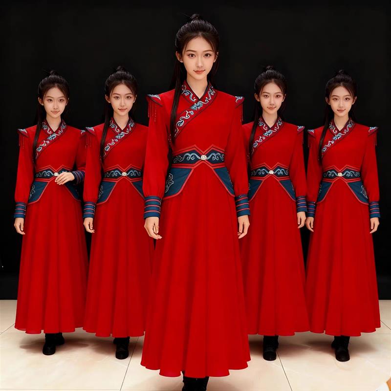 韩式新款打鼓服女腰鼓秧歌队服喜庆演出套装舞服装盘鼓广场服舞台