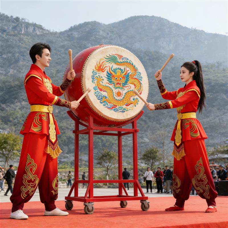 韩式演出服新款威风服中国民族风鼓舞2026女打鼓锣鼓队舞龙表演服