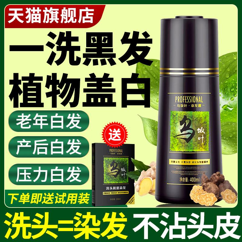 韩式乌饭黑黑纯植物泡泡染发剂天然沾叶一洗无刺激正品品牌不自然