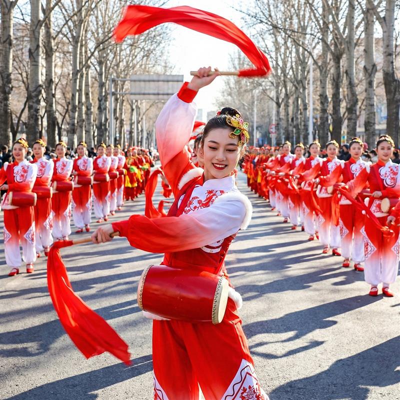 韩式20鼓6新款舞歌秧2演出服装喜庆男女成人东北胶州舞龙狮打鼓腰