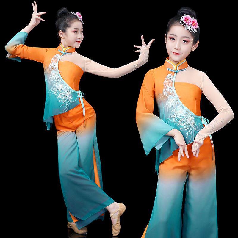 韩式儿童秧歌演出服服2026新款女童表演服扇子舞套装舞台舞蹈服装