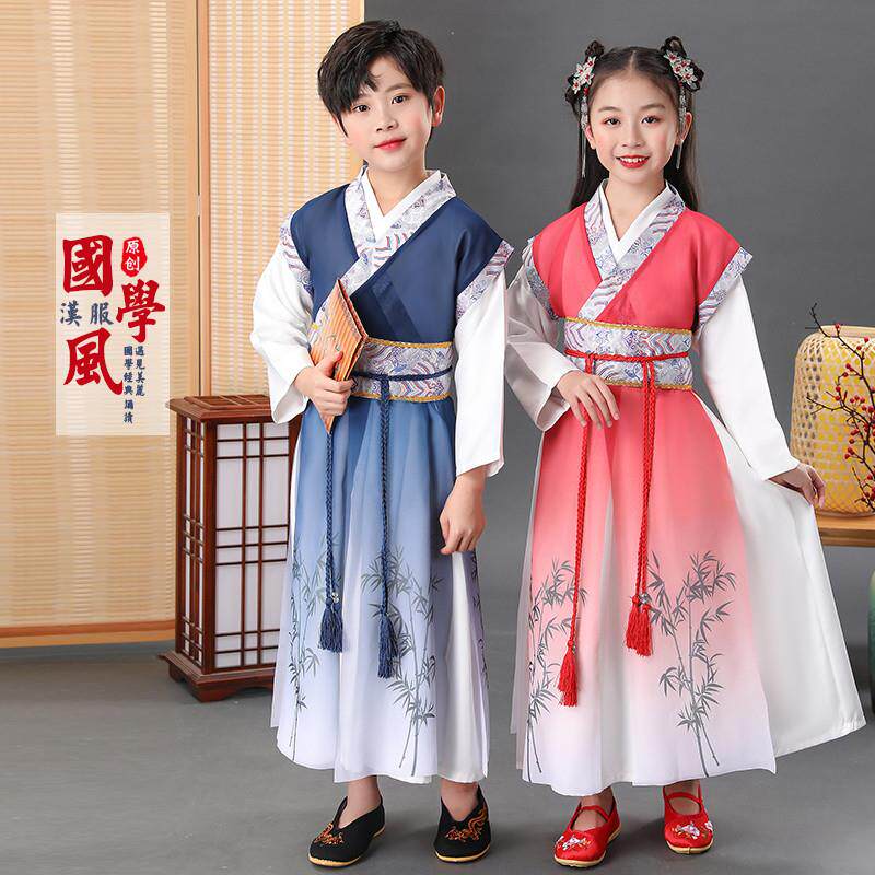 韩式新款幼儿国学服中小学舞台儿童书童演出服装三字经古风竹叶演