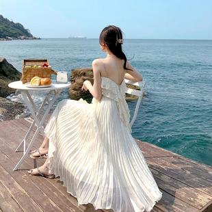 三亚拍照海边露背度假绝美沙滩裙吊带连衣裙超仙女夏显瘦
