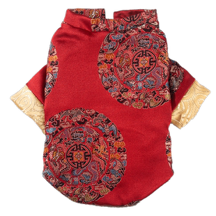 狗狗衣服喜庆新年秋冬装宠物泰迪小型比熊博美雪纳瑞猫咪过年棉衣